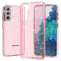 Samsung Galaxy S21 5G Stylish Glitter Series Hybrid Case - Pink