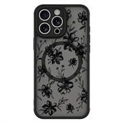 iPhone 15 Pro Max Stylish Protective Magnetic Case - Ink Flowers