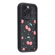 iPhone 13 Pro Stylish Shockproof TPU Case with Raised Edges - Black / Cherries