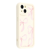 iPhone 15 Plus Stylish Shockproof TPU Case with Raised Edges - White / Big Bow