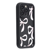 iPhone 15 Pro Stylish Shockproof TPU Case with Raised Edges - Black / Big Bow