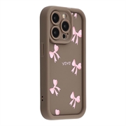 iPhone 15 Pro Stylish Shockproof TPU Case with Raised Edges - Brown / Bow