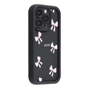 iPhone 15 Pro Max Stylish Shockproof TPU Case with Raised Edges - Black / Bow