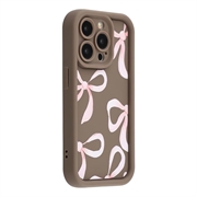 iPhone 15 Pro Max Stylish Shockproof TPU Case with Raised Edges - Brown / Big Bow