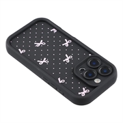 iPhone 16 Pro Max Stylish Shockproof TPU Case with Raised Edges - Black / Polka Dot Bow