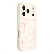 iPhone 17 Pro Max Stylish Shockproof TPU Case with Raised Edges - White / Big Bow