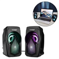 T-Wolf S11 Stereo PC Speakers with RGB Lights - Black
