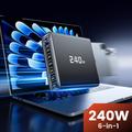 TOOCKI TCT240-33 6-Port GaN Desktop Charger with Display - 240W - Black