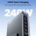 TOOCKI TCT240-33 6-Port GaN Desktop Charger with Display - 240W - Black