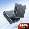 TOOCKI TCT240-33 6-Port GaN Desktop Charger with Display - 240W - Black