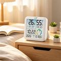 TS-8086 Digital Thermometer Hygrometer with Alarm Clock - White
