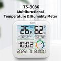 TS-8086 Digital Thermometer Hygrometer with Alarm Clock - White