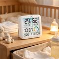 TS-8086 Digital Thermometer Hygrometer with Alarm Clock - White
