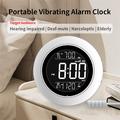TS-BC800 Portable Vibrating Dual Alarm Clock - Music Playback & 3-Level Vibration - White