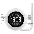 TS-BC800 Portable Vibrating Dual Alarm Clock - Music Playback & 3-Level Vibration - White