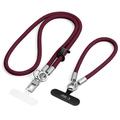 Tech-Protect C10S 2-in-1 Rope Crossbody and Wrist Lanyard - Burgundy / Titanium