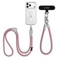 Tech-Protect C10S 2-in-1 Rope Crossbody and Wrist Lanyard - Dusty Rose / Titanium