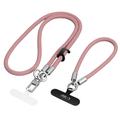 Tech-Protect C10S 2-in-1 Rope Crossbody and Wrist Lanyard - Dusty Rose / Titanium