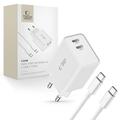 Tech-Protect C35W Dual-Port USB-C Wall Charger with USB-C Cable (Open Box - Excellent) - White