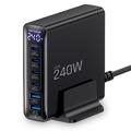 Tech-Protect DC240W-GaN 6-Port Desktop Charger - 4xUSB-C, 2xUSB-A - Black