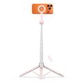 Tech-Protect L10S MagSafe Selfie Stick Tripod with Bluetooth Remote - Pink / Grey