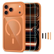 iPhone 17 Pro/18 Pro Tech-Protect MagOne MagSafe CC Case with 2x Glass+ Screen Protector - Cosmic Orange / Clear