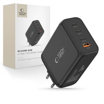 Tech-Protect NC240W-GAN 4-Port Wall Charger - 240W PD / QC - Black