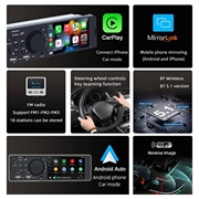 Touch-Screen Bluetooth Car Stereo with CarPlay/Android Auto - SD, AUX, USB