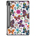 Tri-Fold Series Samsung Galaxy Tab S7 FE Smart Folio Case - Butterflies / Flowers