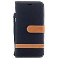 iPhone X / iPhone XS Two-Tone Jeans Wallet Case - Black