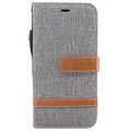 iPhone X / iPhone XS Two-Tone Jeans Wallet Case - Grey