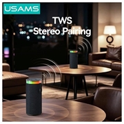 USAMS YX018 Portable Bluetooth 5.4 Speaker - RGB Lights, 10W Sound - Black