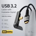 USB-C 3.2 Cable with Foldable Stand - 20Gbps, 4K 60Hz, 2m - Black