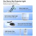 USB Galaxy Projector Night Light - 13 Star Discs, 360 Flexible Gooseneck Design - White