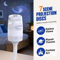 USB Galaxy Projector Night Light - 7 Star Discs, 360 Flexible Gooseneck Design - White