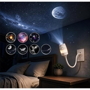 USB Galaxy Projector Night Light - 7 Star Discs, 360 Flexible Gooseneck Design - White