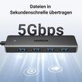 Ugreen High-Speed 4-Port USB 3.0 Hub - 15cm, 5Gbps - Black