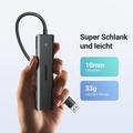 Ugreen High-Speed 4-Port USB 3.0 Hub - 15cm, 5Gbps - Black
