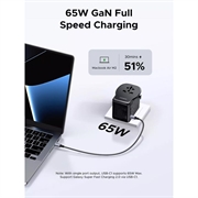 Ugreen S550 Travel Adapter - 65W, 3.25A, USB-A, 2x USB-C - Black