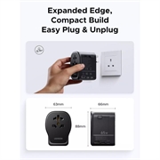 Ugreen S550 Travel Adapter - 65W, 3.25A, USB-A, 2x USB-C - Black