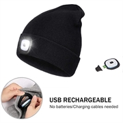 Unisex Knitted LED Beanie Hat - Black