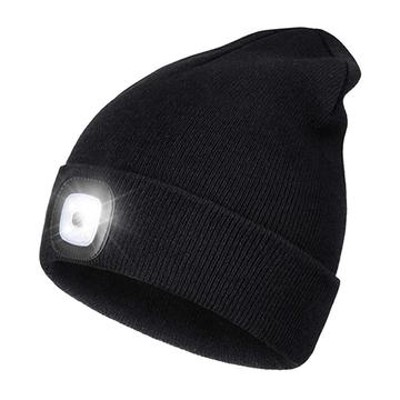 Unisex Knitted LED Beanie Hat - Black