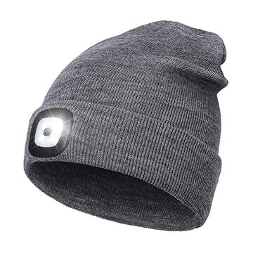 Unisex Knitted LED Beanie Hat - Grey