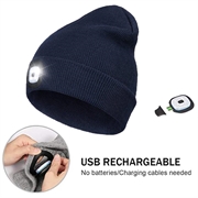 Unisex Knitted LED Beanie Hat - Navy Blue
