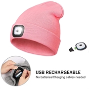 Unisex Knitted LED Beanie Hat - Pink