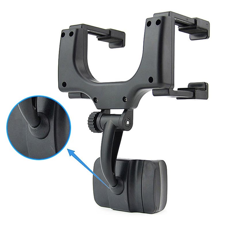 Universal 360 Rotary Rear View Mirror Car Holder Black