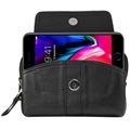 Universal Dual Pocket Horizontal Holster Leather Case - Black