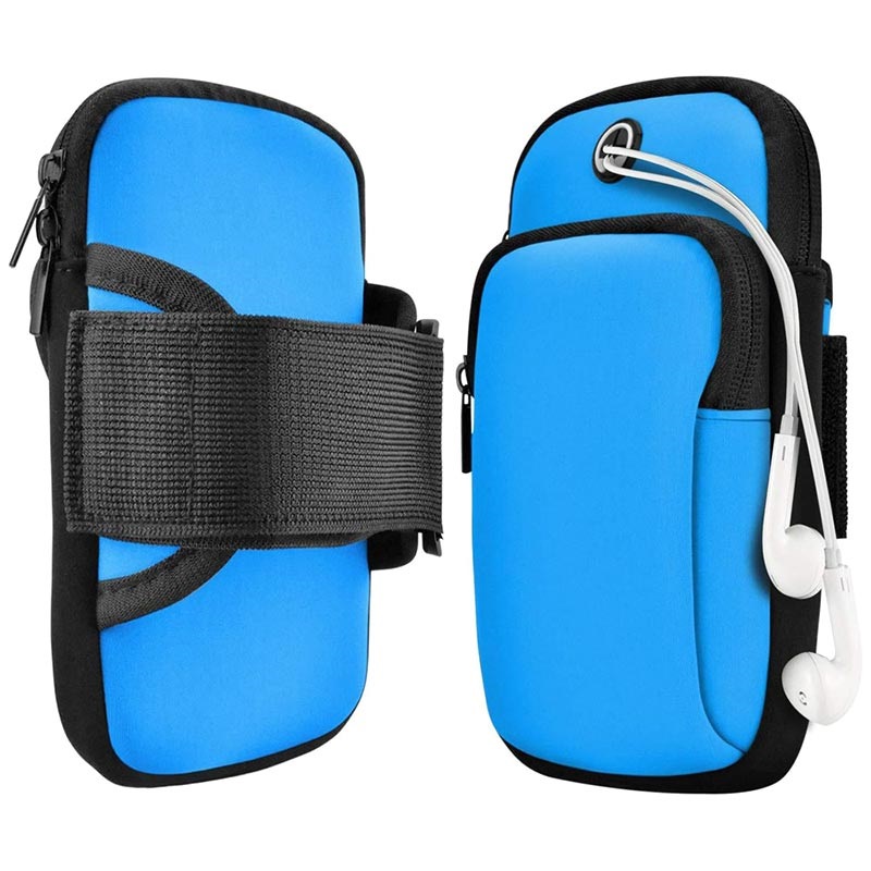 Universal Dual Pocket Sports Armband for Smartphones Blue