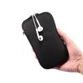 Universal Nylon Mobile Sleeve with Zipper and Lanyard - 4.7-5.4" - Black