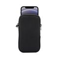 Universal Nylon Mobile Sleeve with Zipper and Lanyard - 4.7-5.4" - Black